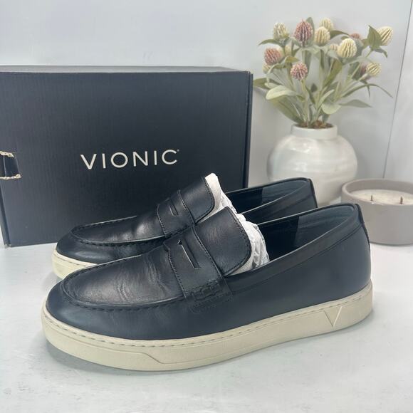 Vionic Thompson Slip-on Penny Loafers Casual Comfort Shoe Black Men 10W Tried On - Picture 1 of 10